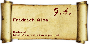 Fridrich Alma névjegykártya